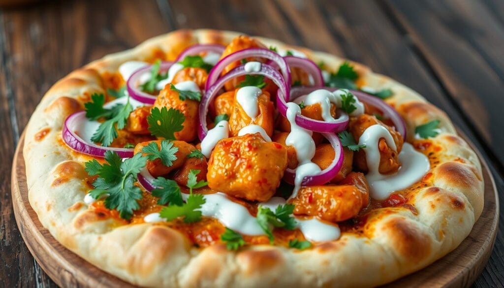 Indian naan pizza