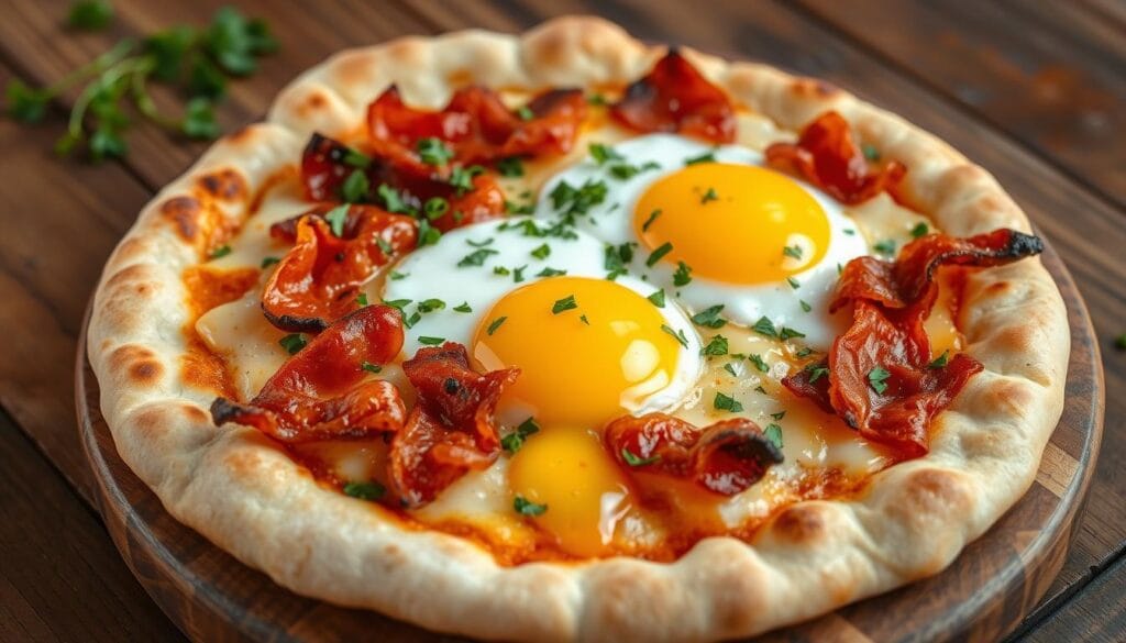 breakfast naan pizza