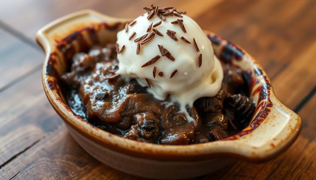 chocolate cobbler with ice cream