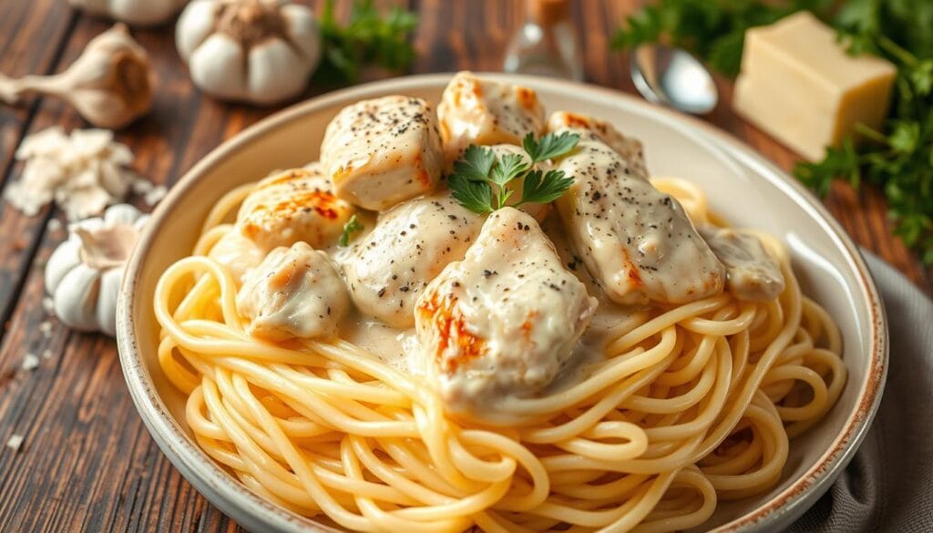 creamy chicken alfredo with jar sauce