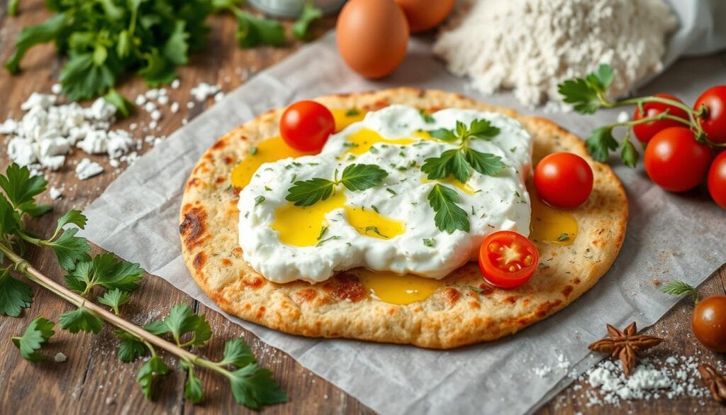 healthy flatbread with cottage cheese