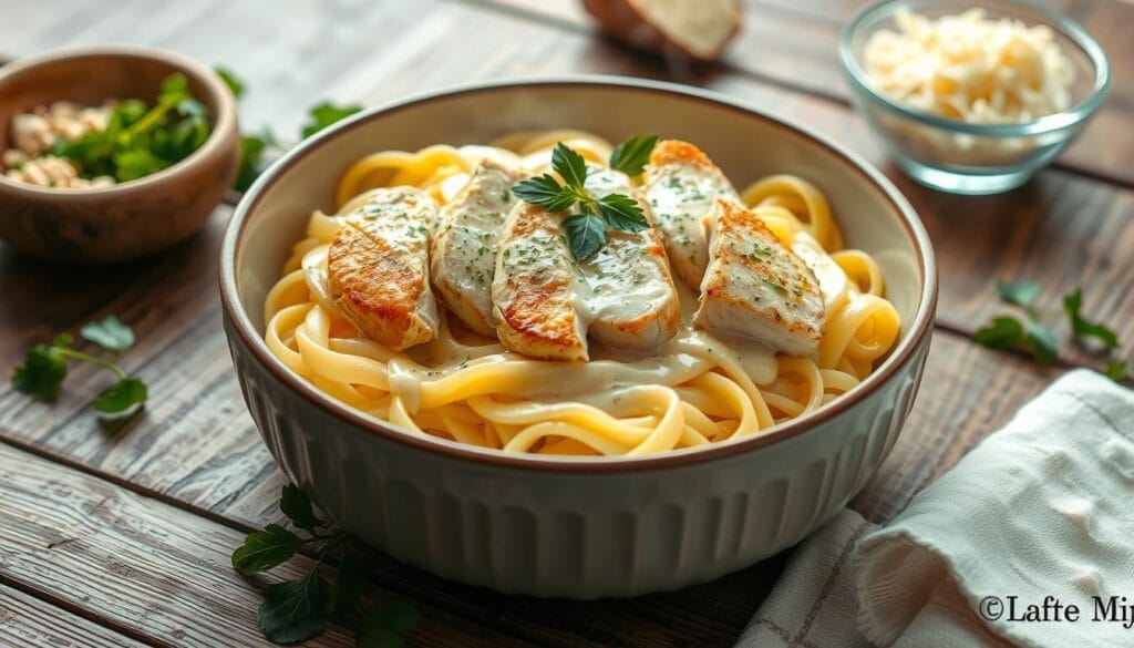 homemade chicken alfredo with jar sauce