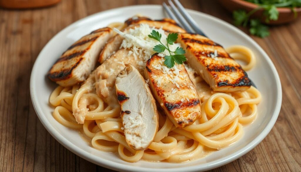 homemade chicken alfredo with jar sauce