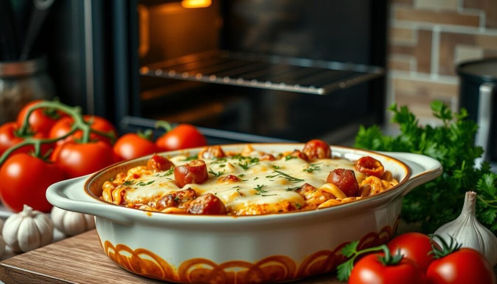 kielbasa pasta bake