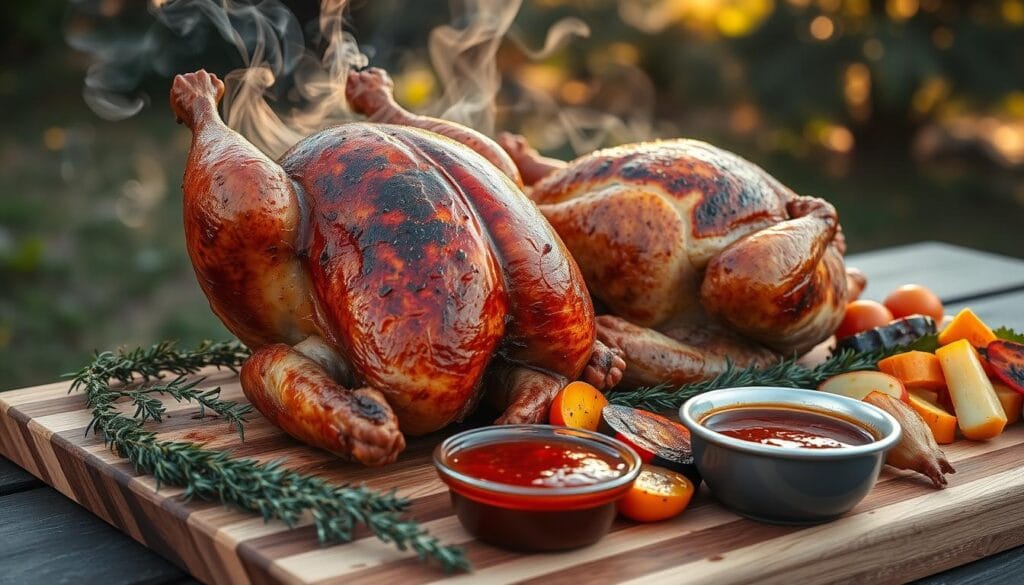 smoked chicken and turkey