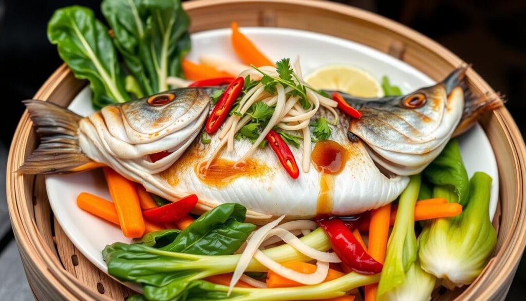 steamed striped bass